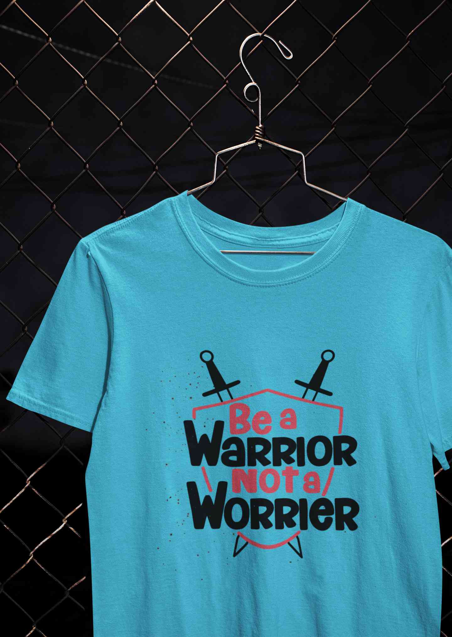 Be A Warrior Not A Worrier Typography Mens Half Sleeves T-shirt- FunkyTeesClub