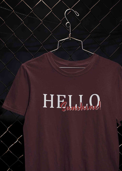 Hello Sunshine Typography Mens Half Sleeves T-shirt- FunkyTeesClub