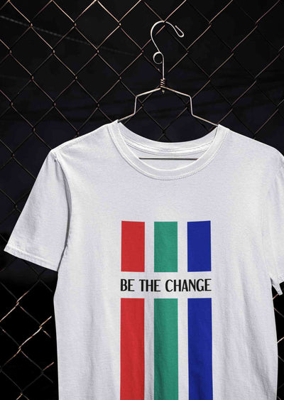 Be The Change Typography Women Half Sleeves T-shirt- FunkyTeesClub