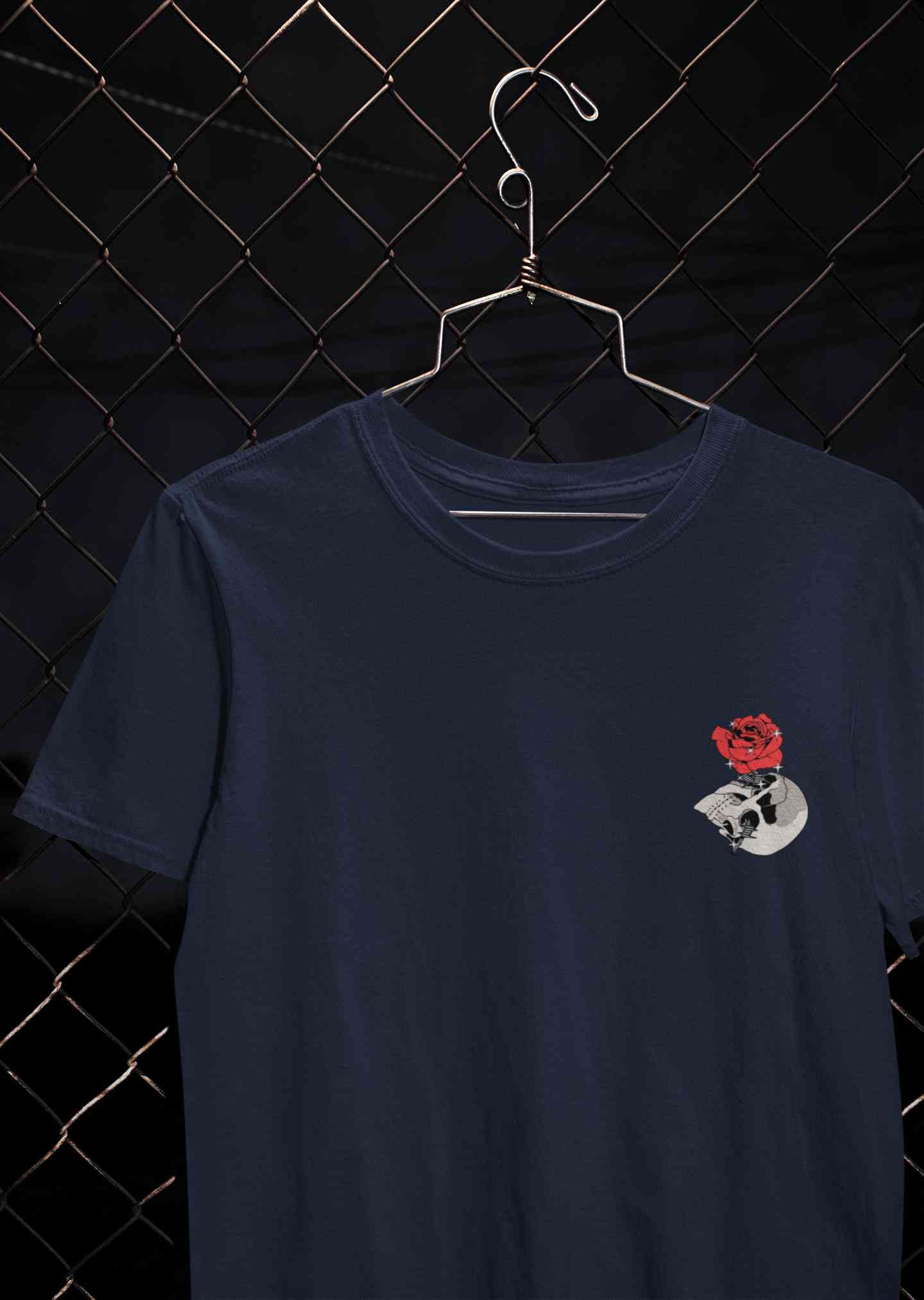Skull Rose Women Half Sleeves T-shirt- FunkyTeesClub
