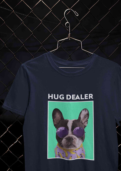 Cute Pug Hug Dealer Mens Half Sleeves T-shirt- FunkyTeesClub