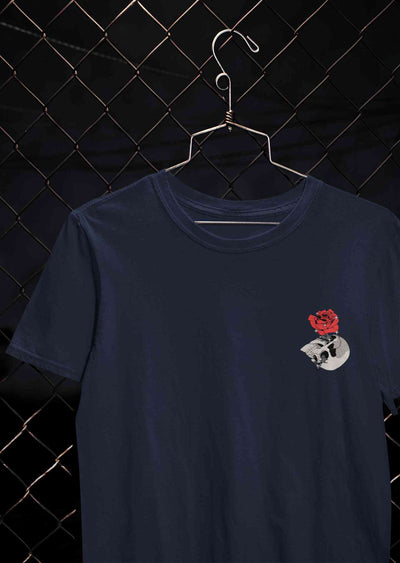 Skull Rose Mens Half Sleeves T-shirt- FunkyTeesClub