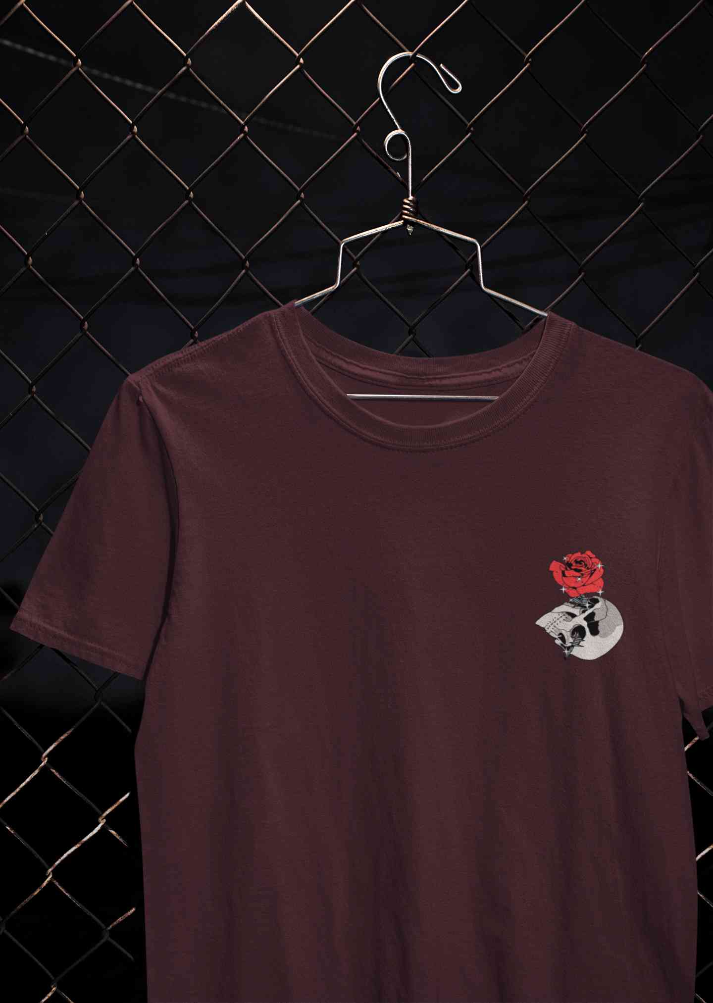 Skull Rose Mens Half Sleeves T-shirt- FunkyTeesClub