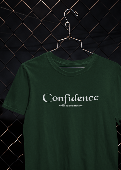 Confidence Wear It Like Makeup Quotes Women Half Sleeves T-shirt- FunkyTeesClub