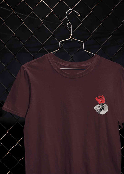 Skull Rose Women Half Sleeves T-shirt- FunkyTeesClub