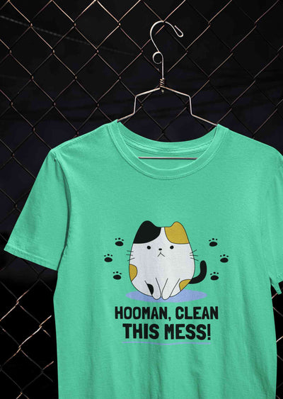 Human Clean This Mess Funny Women Half Sleeves T-shirt- FunkyTeesClub