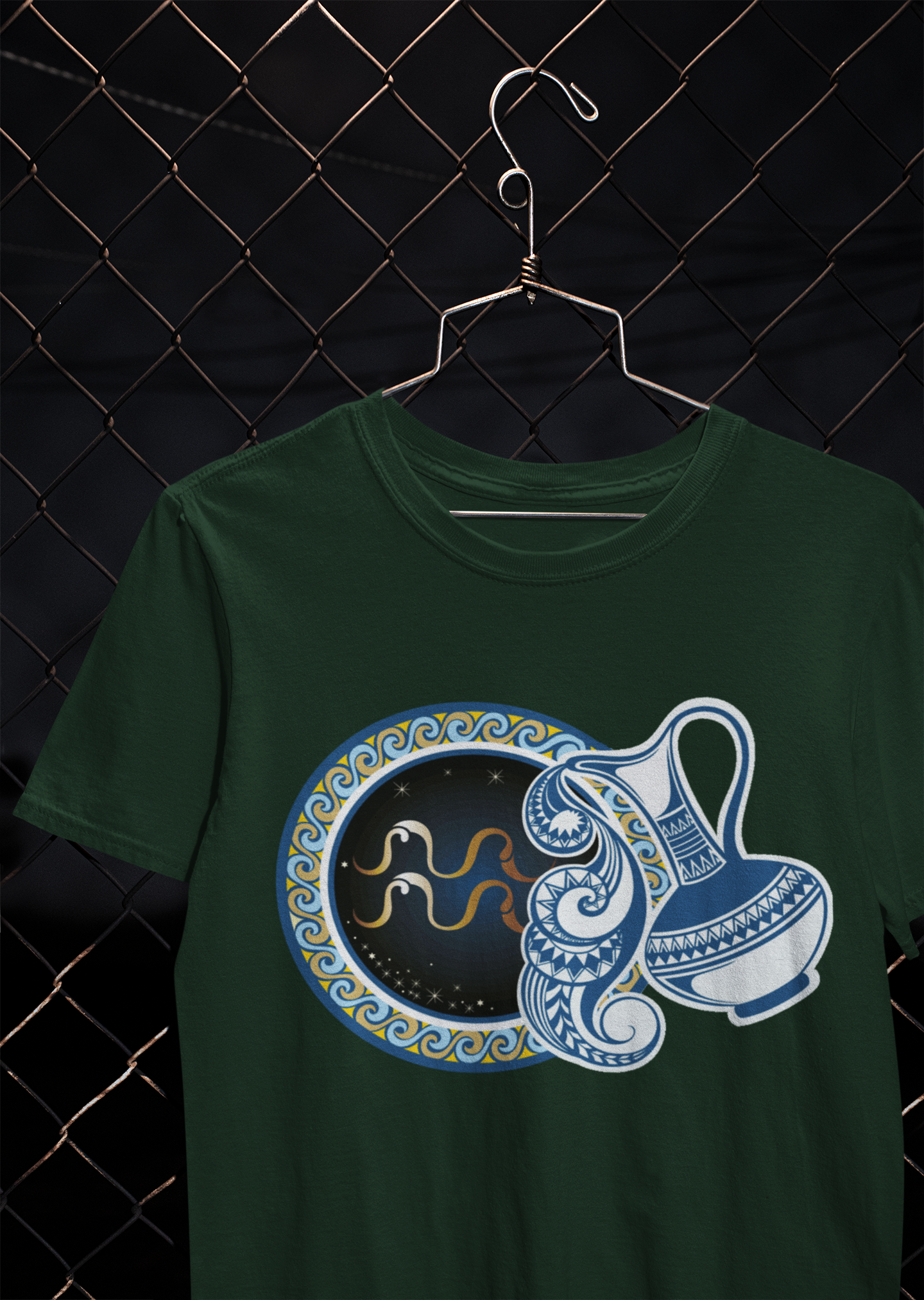 Aquarius Zodiac Sign Mens Half Sleeves T-shirt- FunkyTeesClub