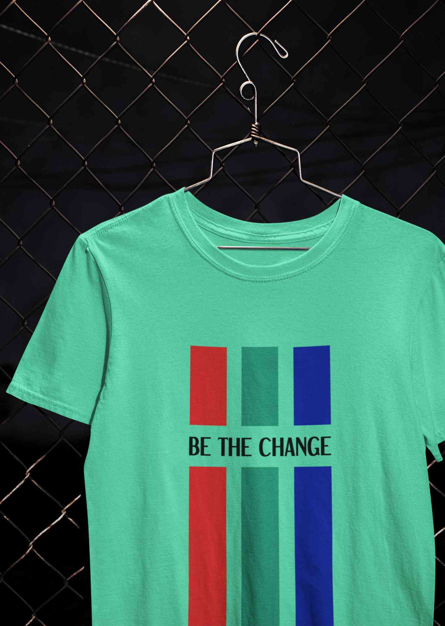 Be The Change Typography Mens Half Sleeves T-shirt- FunkyTeesClub