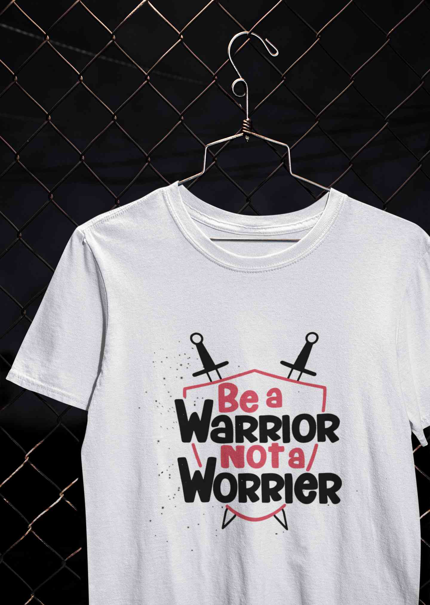 Be A Warrior Not A Worrier Typography Mens Half Sleeves T-shirt- FunkyTeesClub