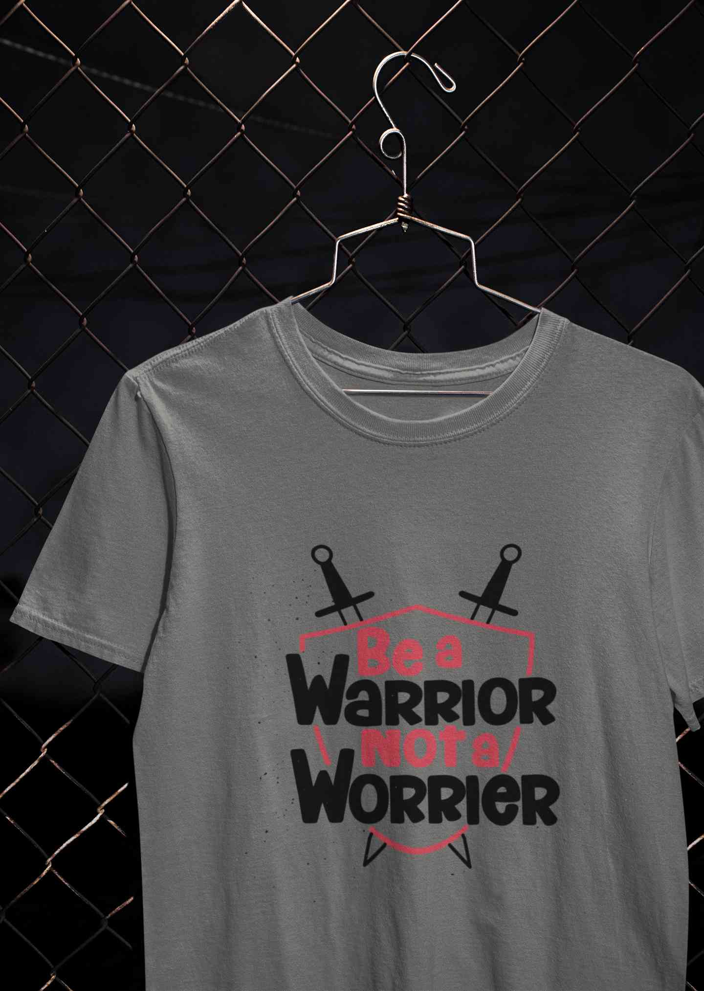 Be A Warrior Not A Worrier Typography Mens Half Sleeves T-shirt- FunkyTeesClub
