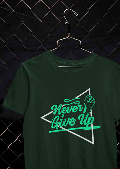 Never Give Up Women Half Sleeves T-shirt- FunkyTeesClub