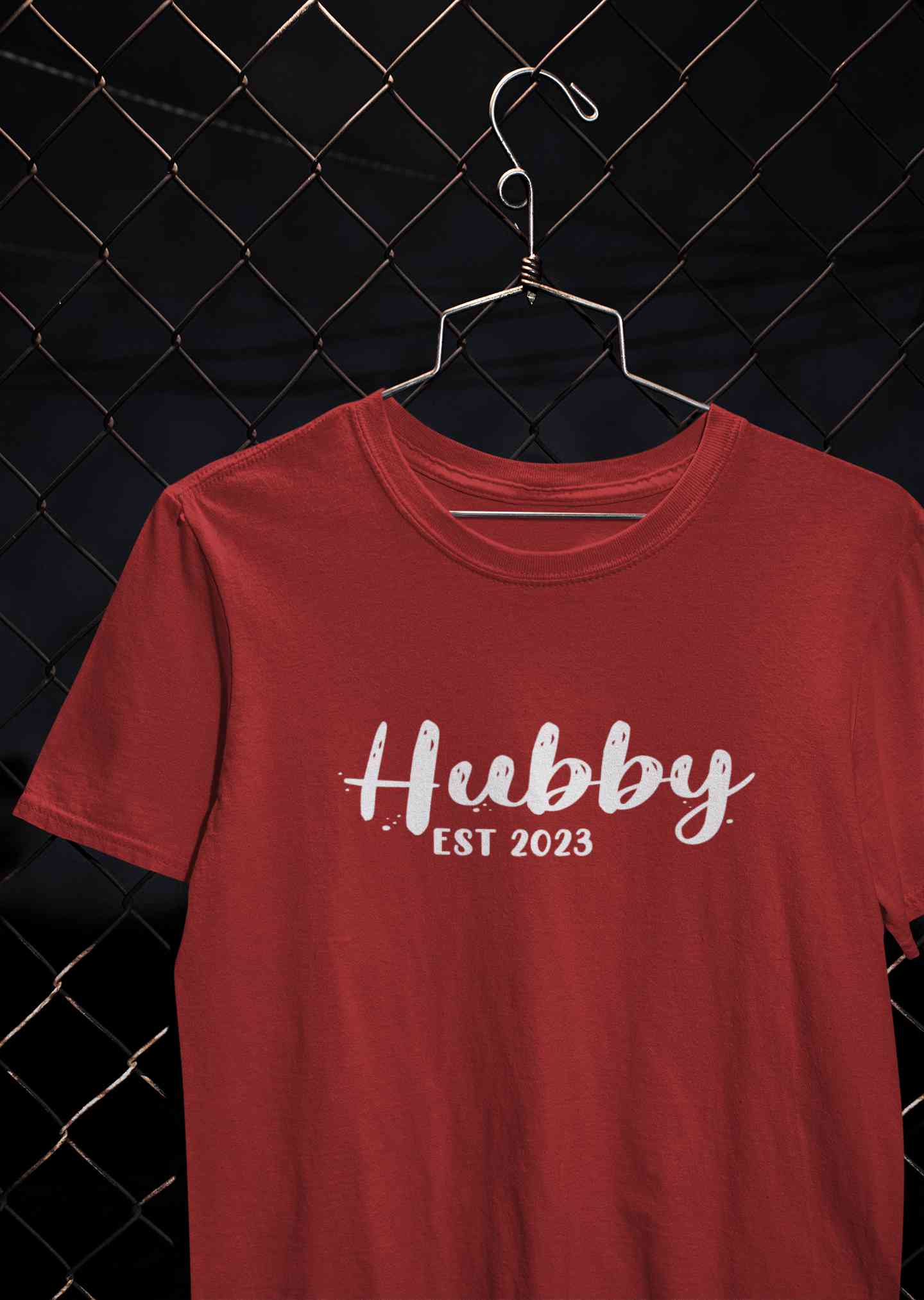 Hubby Wifey Est 2023 Couple Half Sleeves T-Shirts -FunkyTeesClub