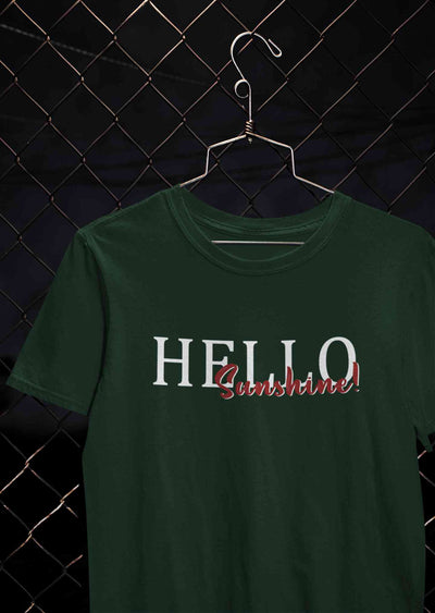 Hello Sunshine Typography Women Half Sleeves T-shirt- FunkyTeesClub