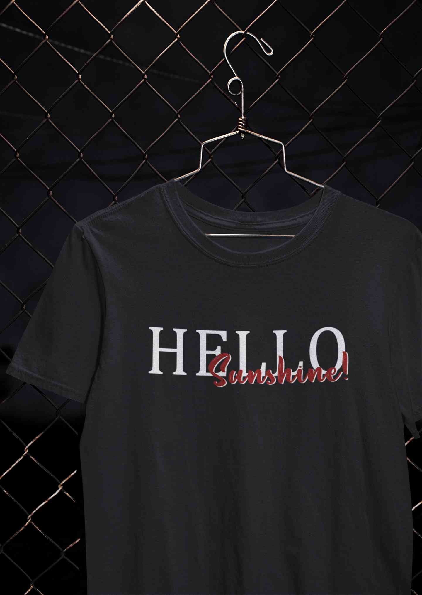 Hello Sunshine Typography Women Half Sleeves T-shirt- FunkyTeesClub