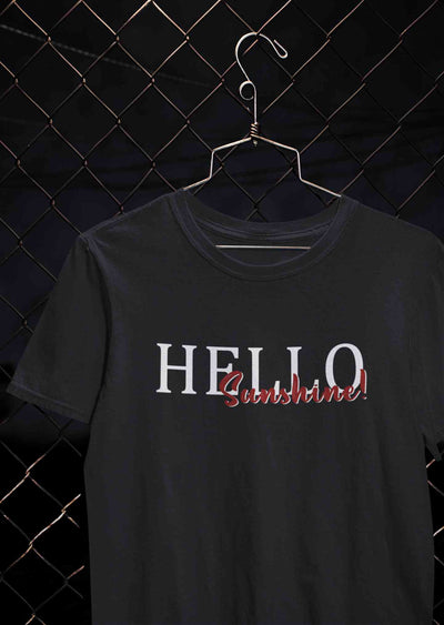 Hello Sunshine Typography Women Half Sleeves T-shirt- FunkyTeesClub