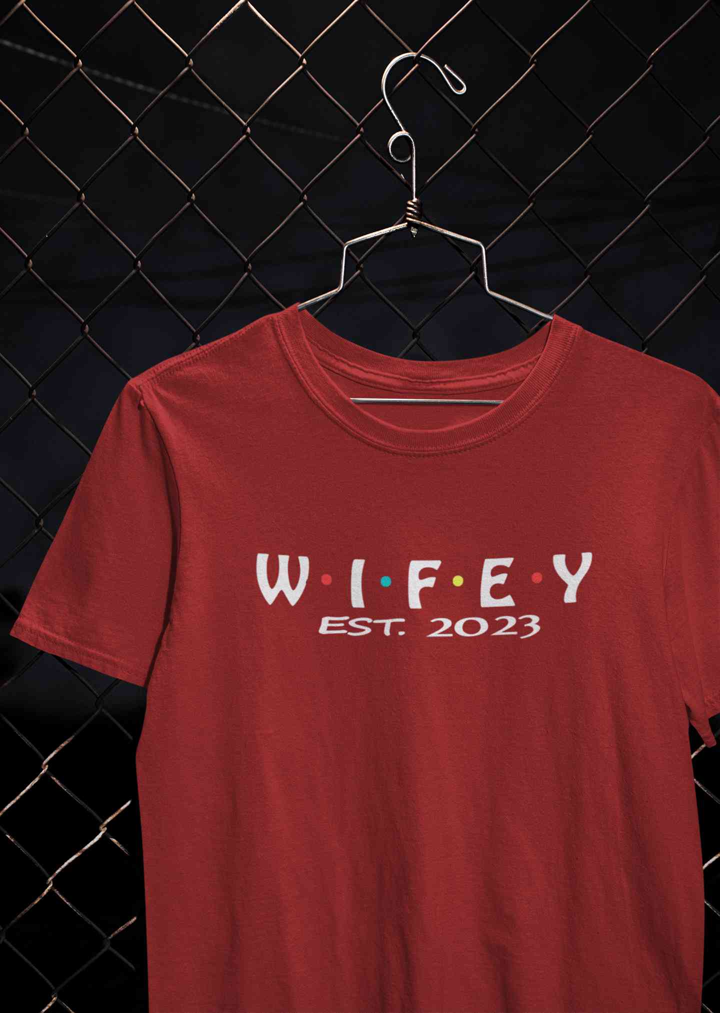 Hubby Wifey Est 2023 Couple Half Sleeves T-Shirts -FunkyTeesClub