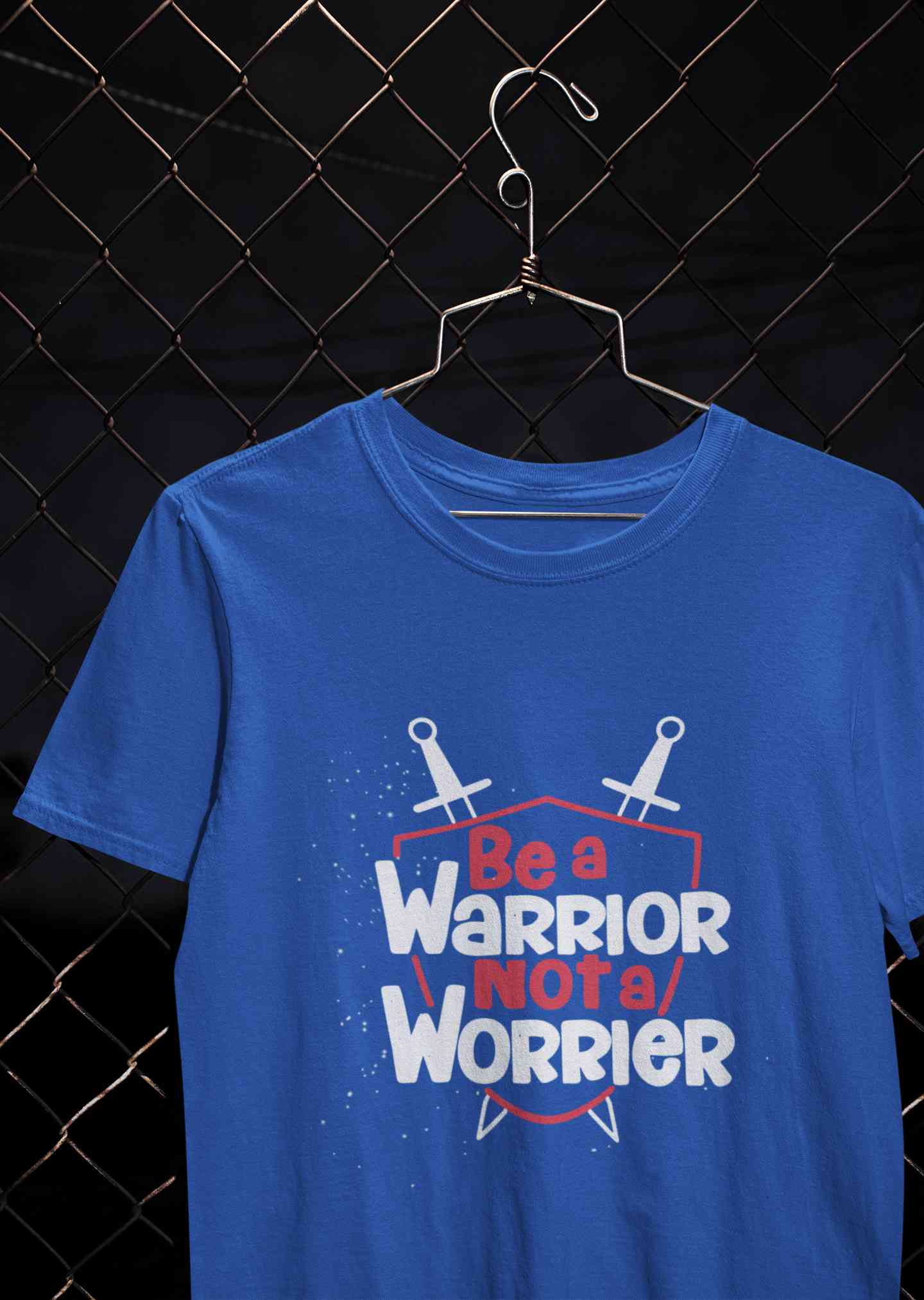 Be A Warrior Not A Worrier Typography Mens Half Sleeves T-shirt- FunkyTeesClub