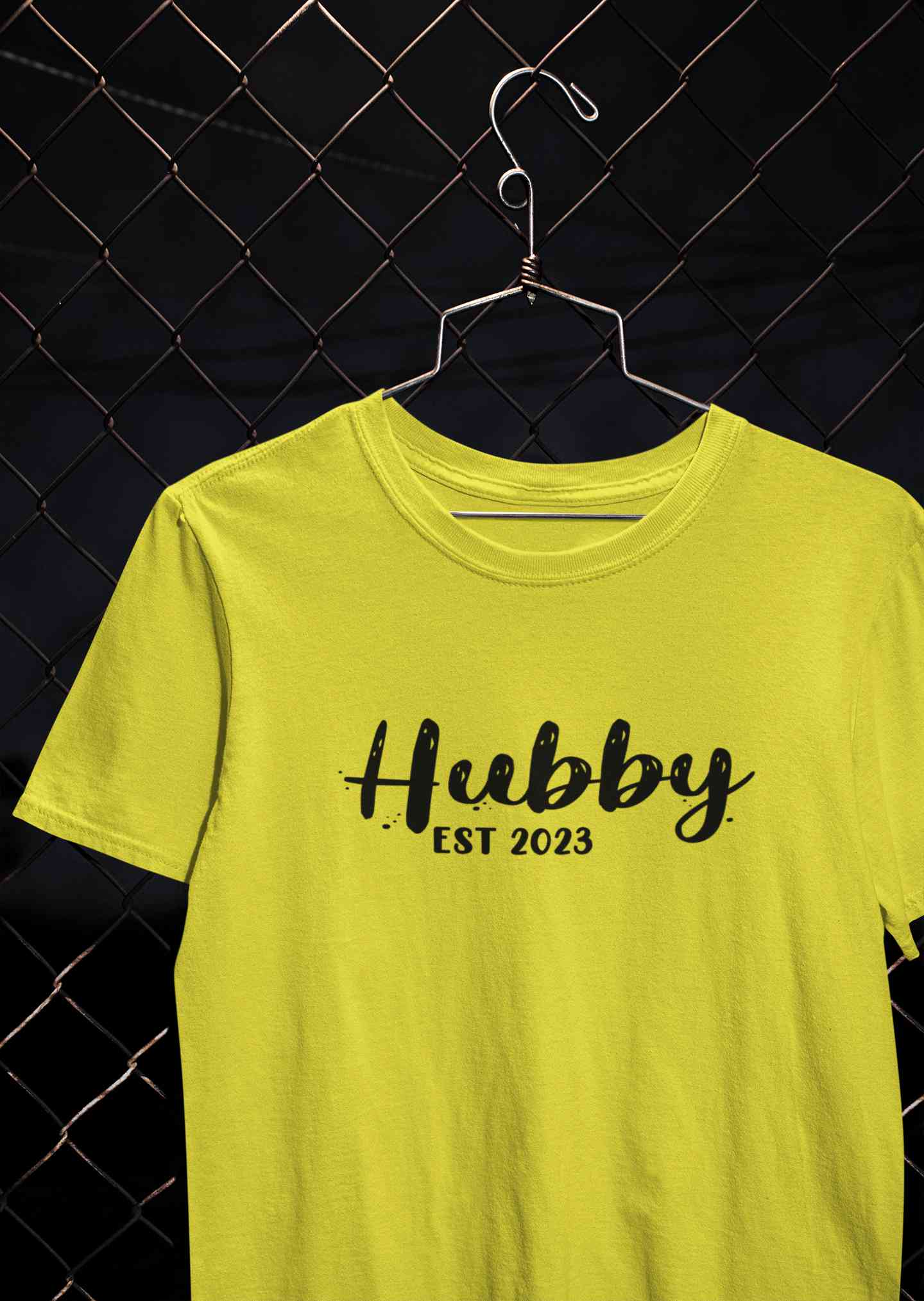Hubby Wifey Est 2023 Couple Half Sleeves T-Shirts -FunkyTeesClub