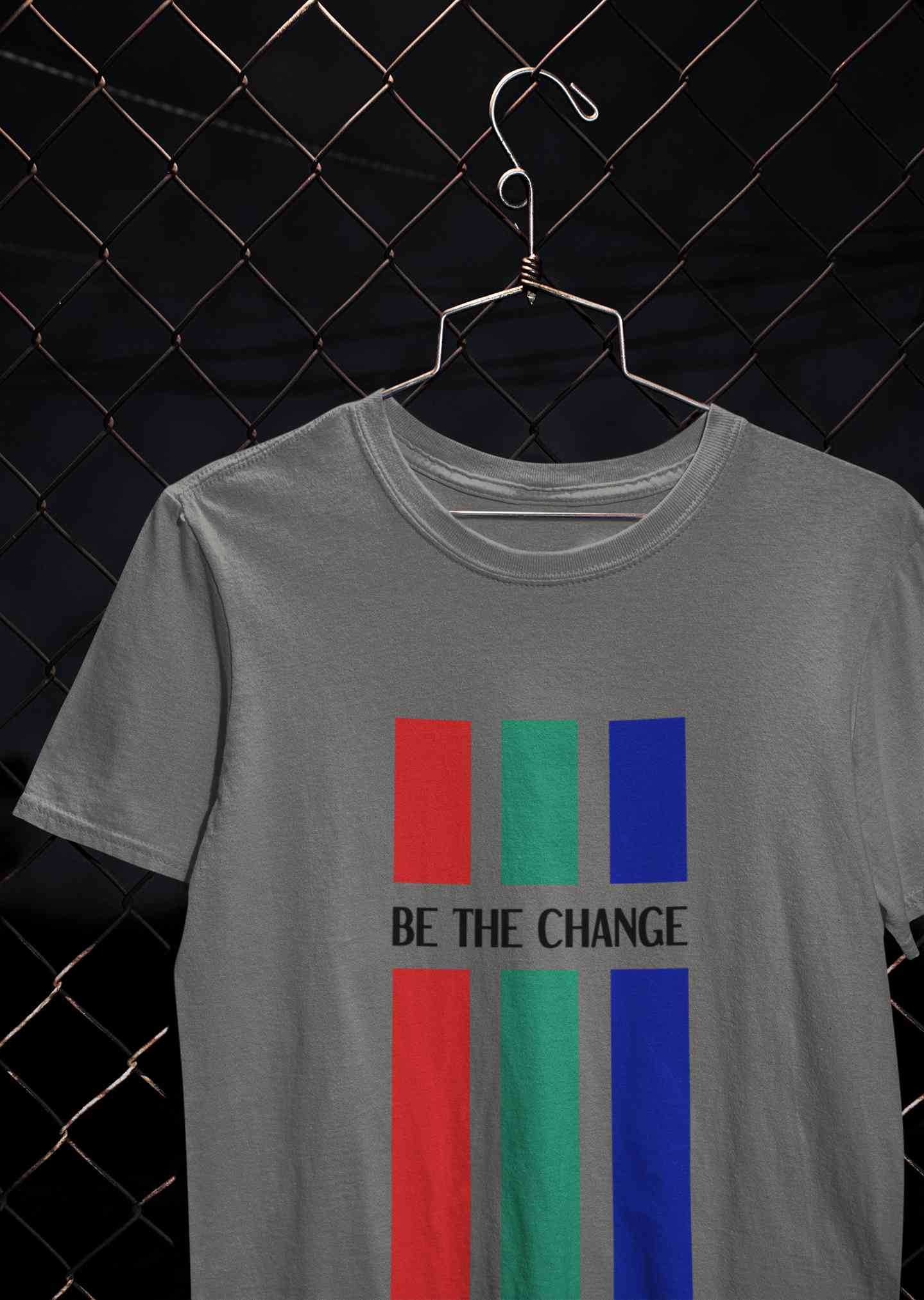 Be The Change Typography Mens Half Sleeves T-shirt- FunkyTeesClub