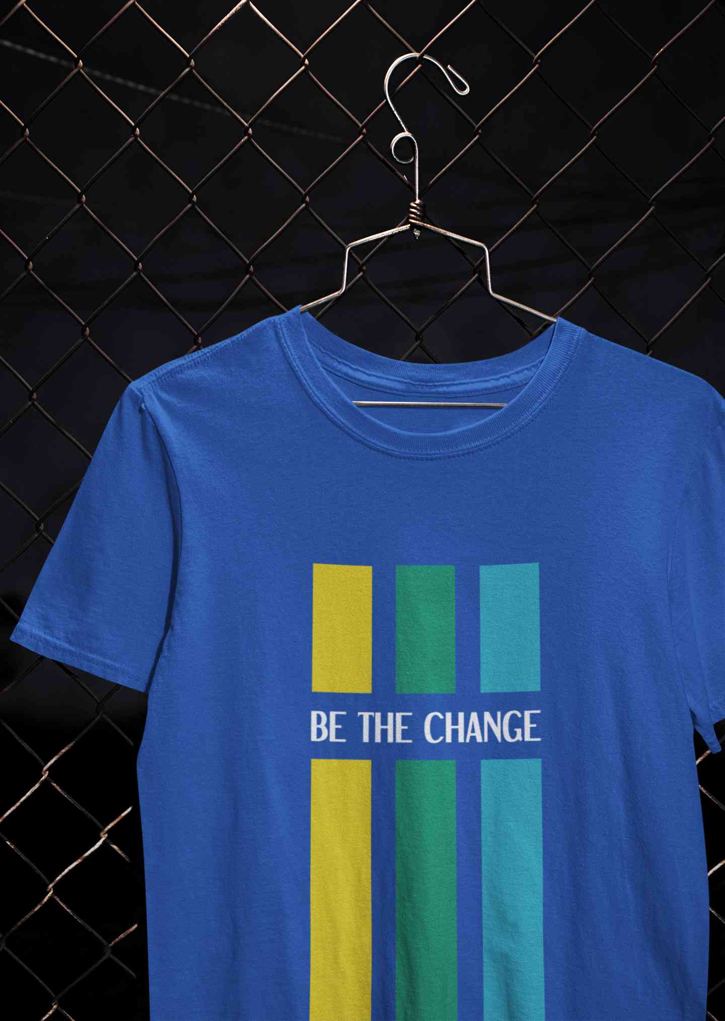 Be The Change Typography Mens Half Sleeves T-shirt- FunkyTeesClub