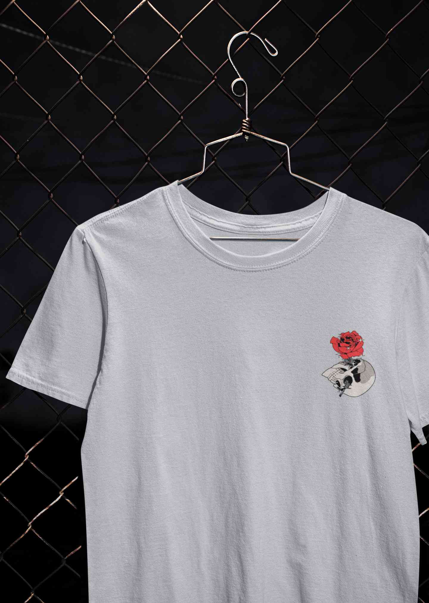 Skull Rose Mens Half Sleeves T-shirt- FunkyTeesClub