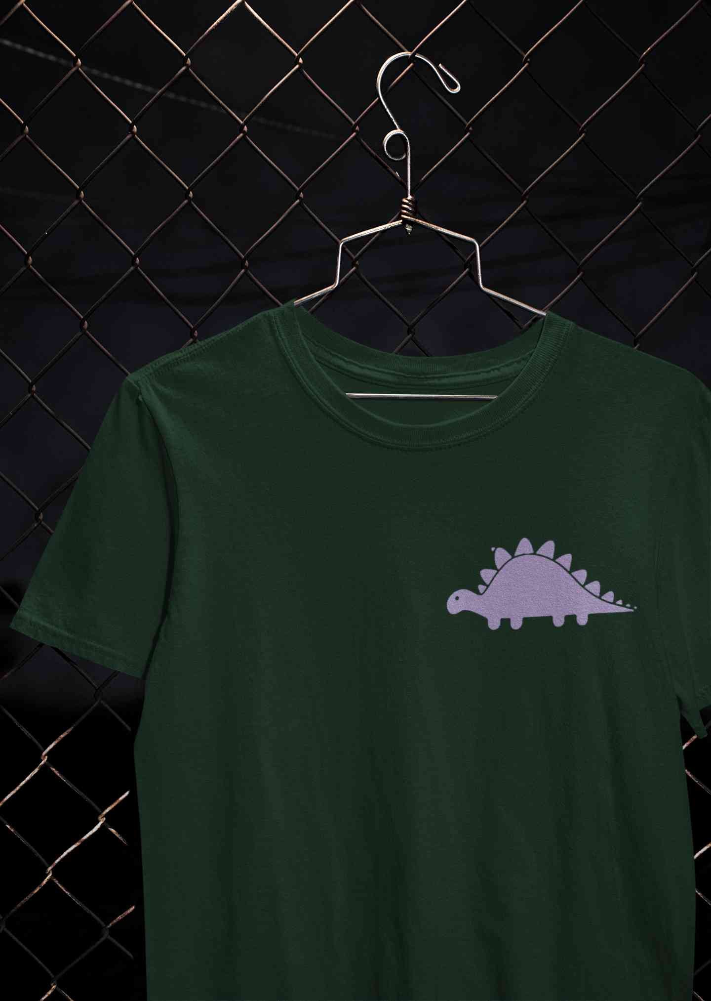 Stegosaurus Pocket Women Half Sleeves T-shirt- FunkyTeesClub