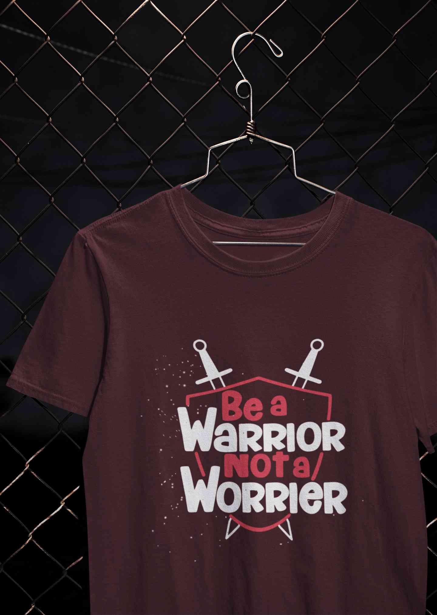 Be A Warrior Not A Worrier Typography Mens Half Sleeves T-shirt- FunkyTeesClub