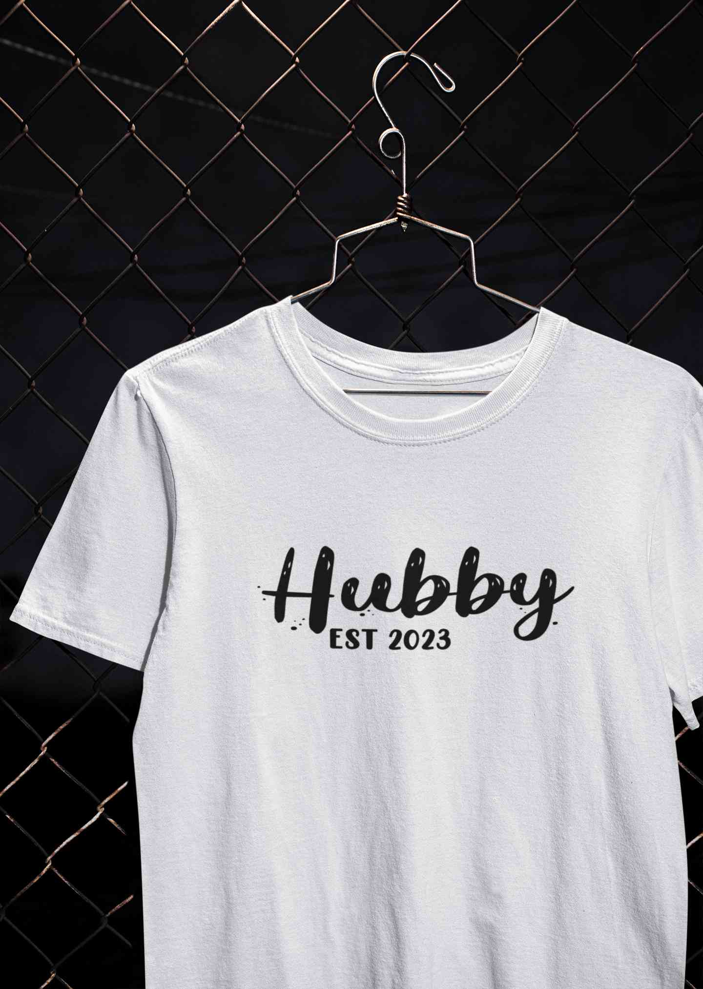 Hubby Wifey Est 2023 Couple Half Sleeves T-Shirts -FunkyTeesClub