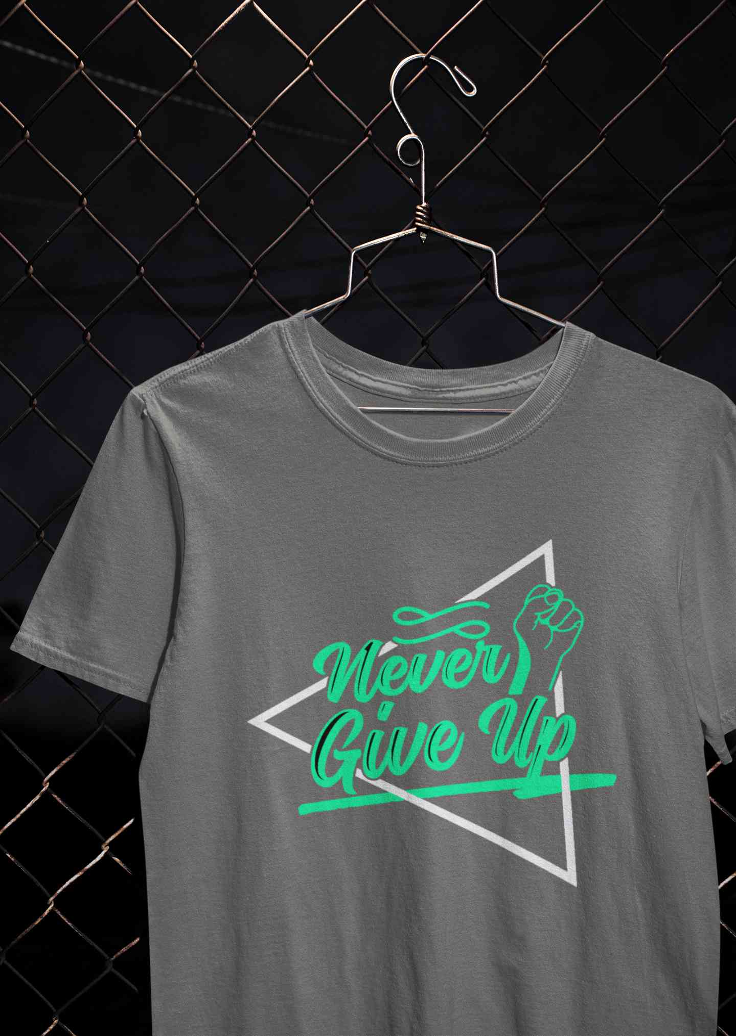 Never Give Up Mens Half Sleeves T-shirt- FunkyTeesClub