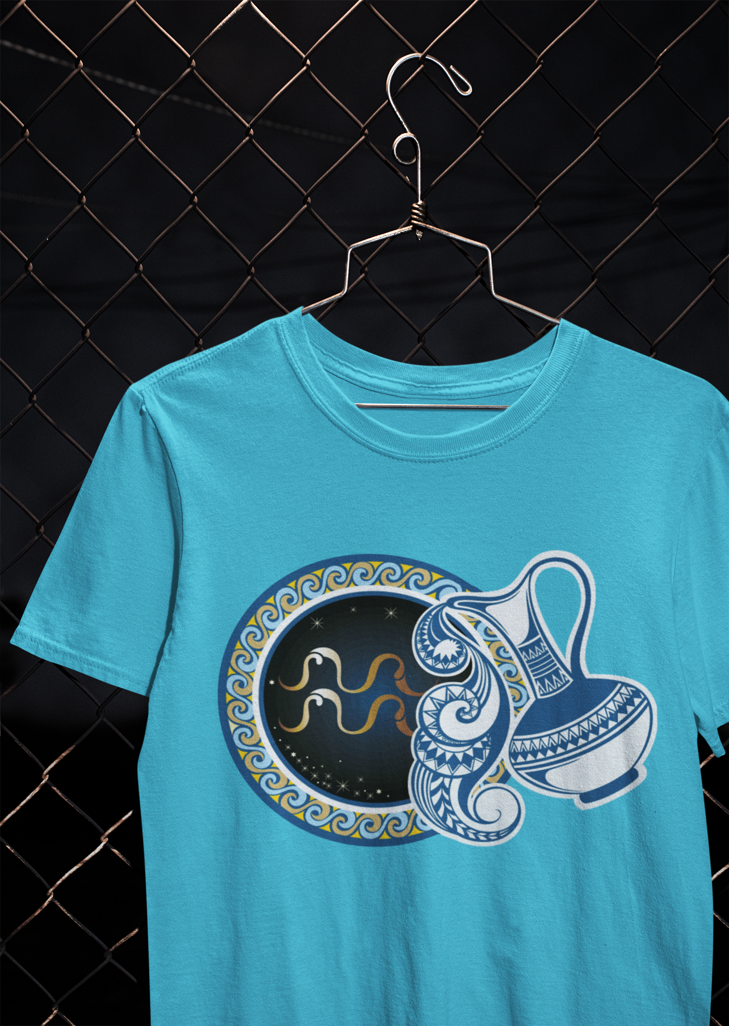 Aquarius Zodiac Sign Mens Half Sleeves T-shirt- FunkyTeesClub