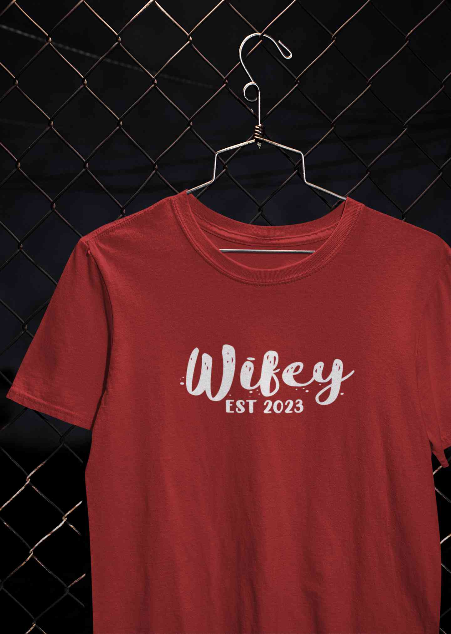 Hubby Wifey Est 2023 Couple Half Sleeves T-Shirts -FunkyTeesClub