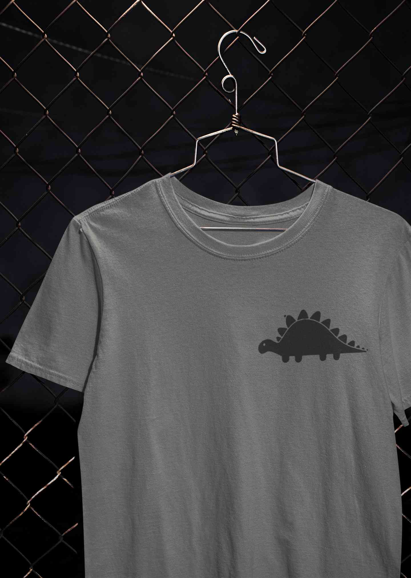 Stegosaurus Pocket Mens Half Sleeves T-shirt- FunkyTeesClub