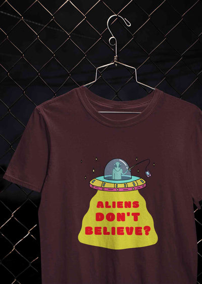 Aliens Do Not Beleive Women Half Sleeves T-shirt- FunkyTeesClub