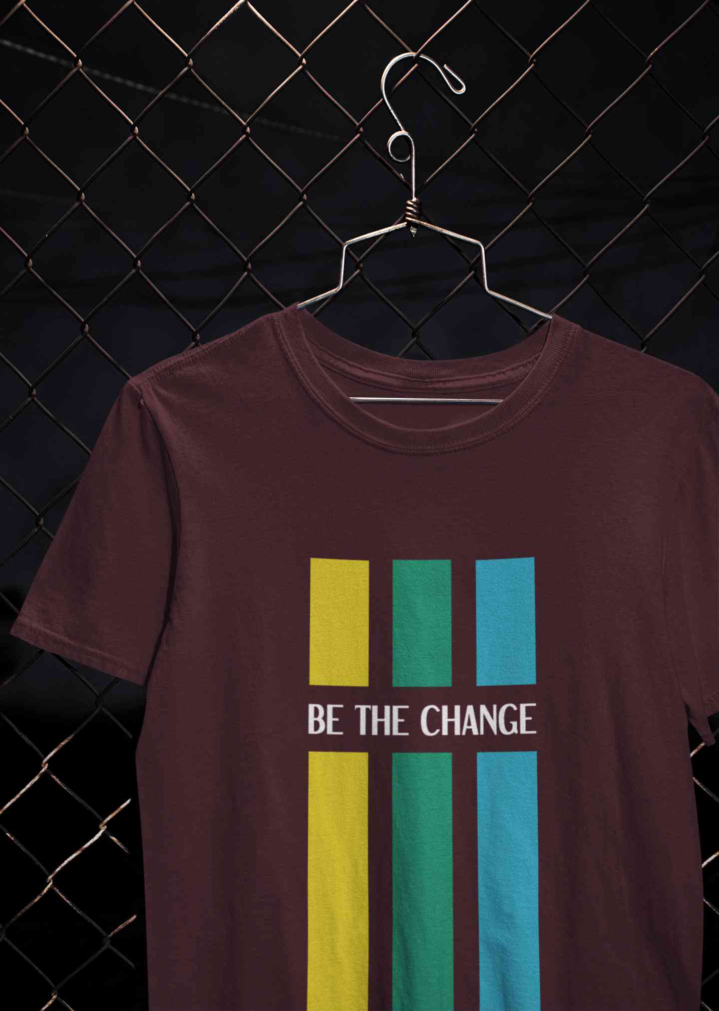 Be The Change Typography Mens Half Sleeves T-shirt- FunkyTeesClub