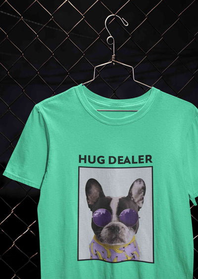 Cute Pug Hug Dealer Mens Half Sleeves T-shirt- FunkyTeesClub