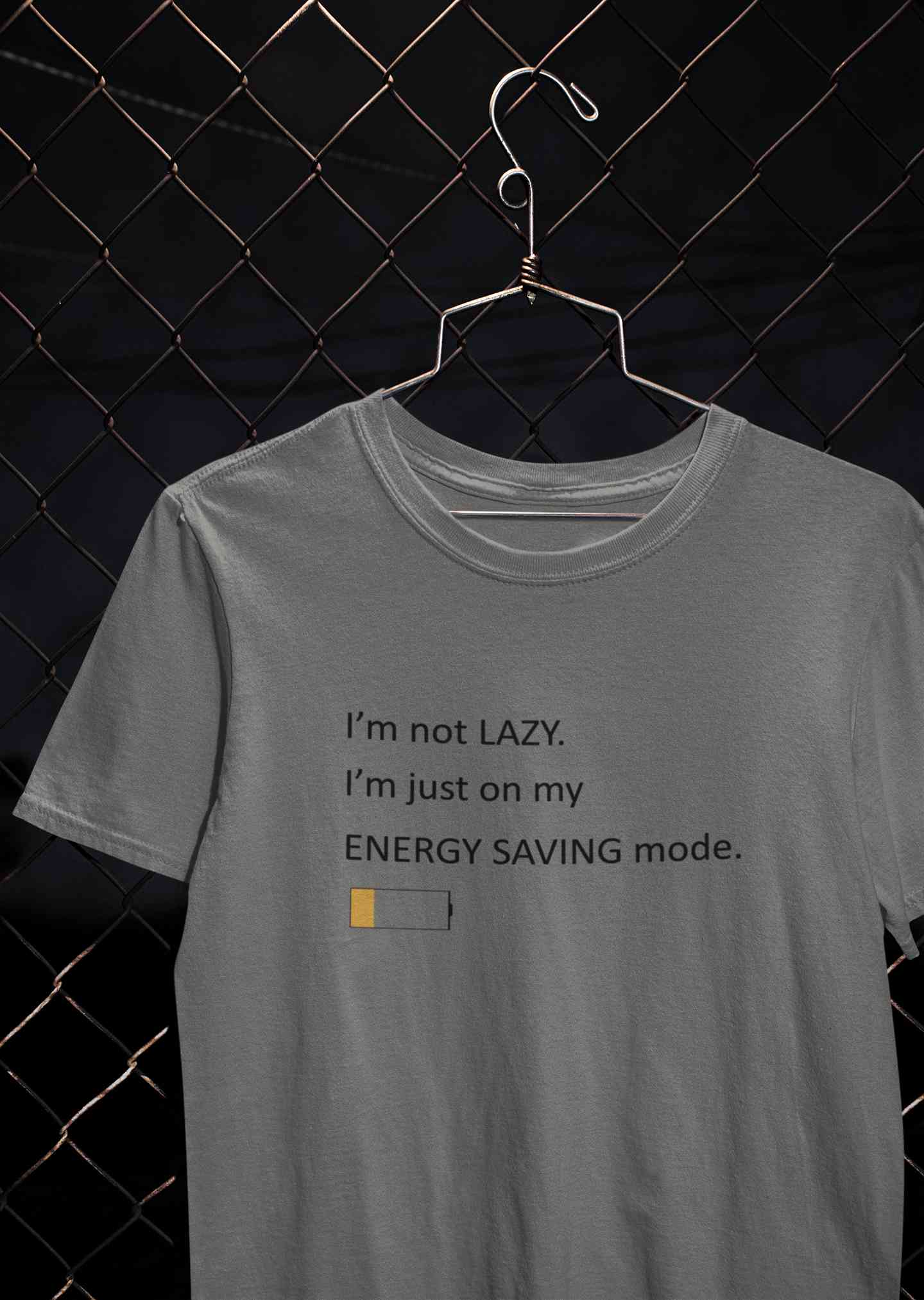 I Am Not Lazy I Am Just On Energy Saving Mode Minimals Mens Half Sleeves T-shirt- FunkyTeesClub