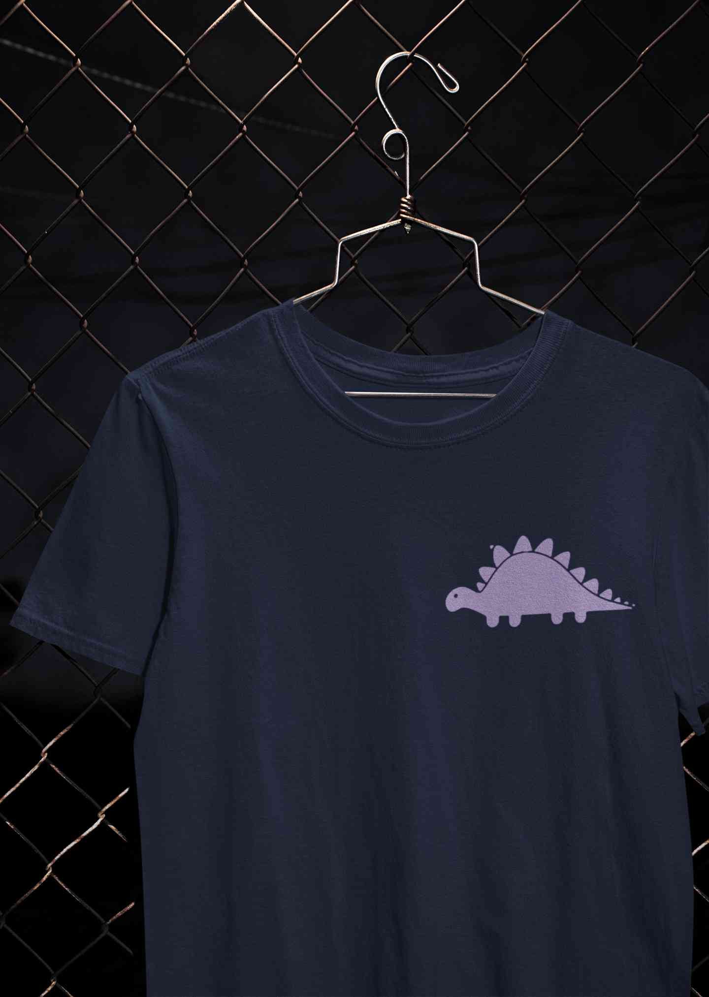Stegosaurus Pocket Women Half Sleeves T-shirt- FunkyTeesClub