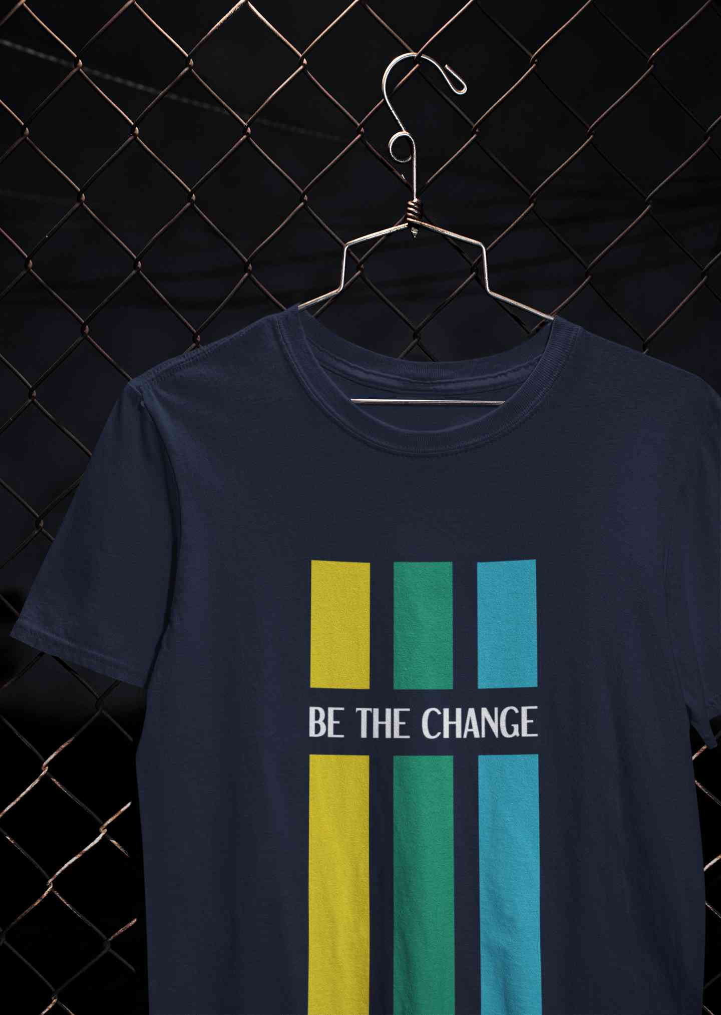 Be The Change Typography Mens Half Sleeves T-shirt- FunkyTeesClub