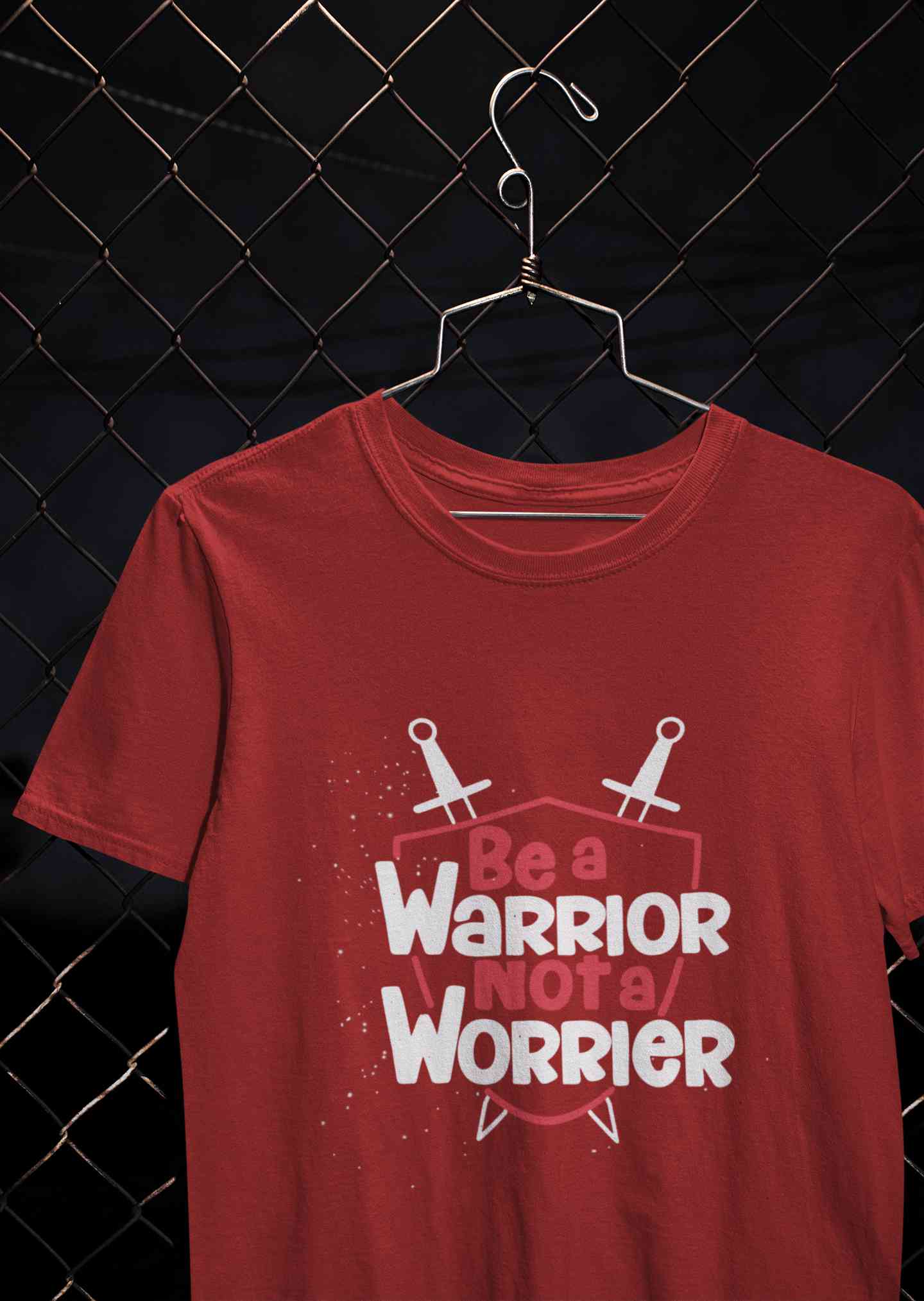 Be A Warrior Not A Worrier Typography Mens Half Sleeves T-shirt- FunkyTeesClub