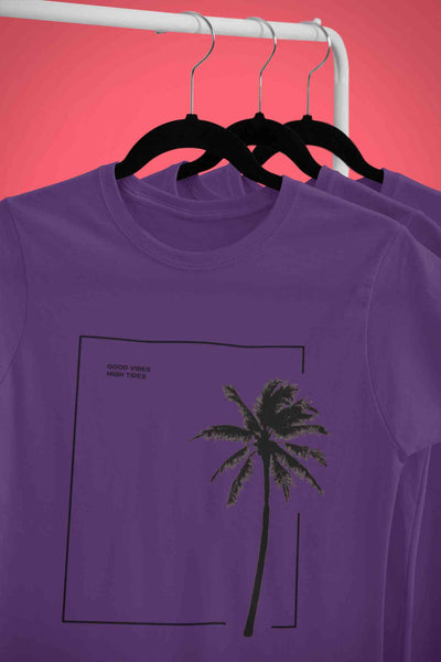 Good Vibes High Tides Women Half Sleeves T-shirt- FunkyTeesClub