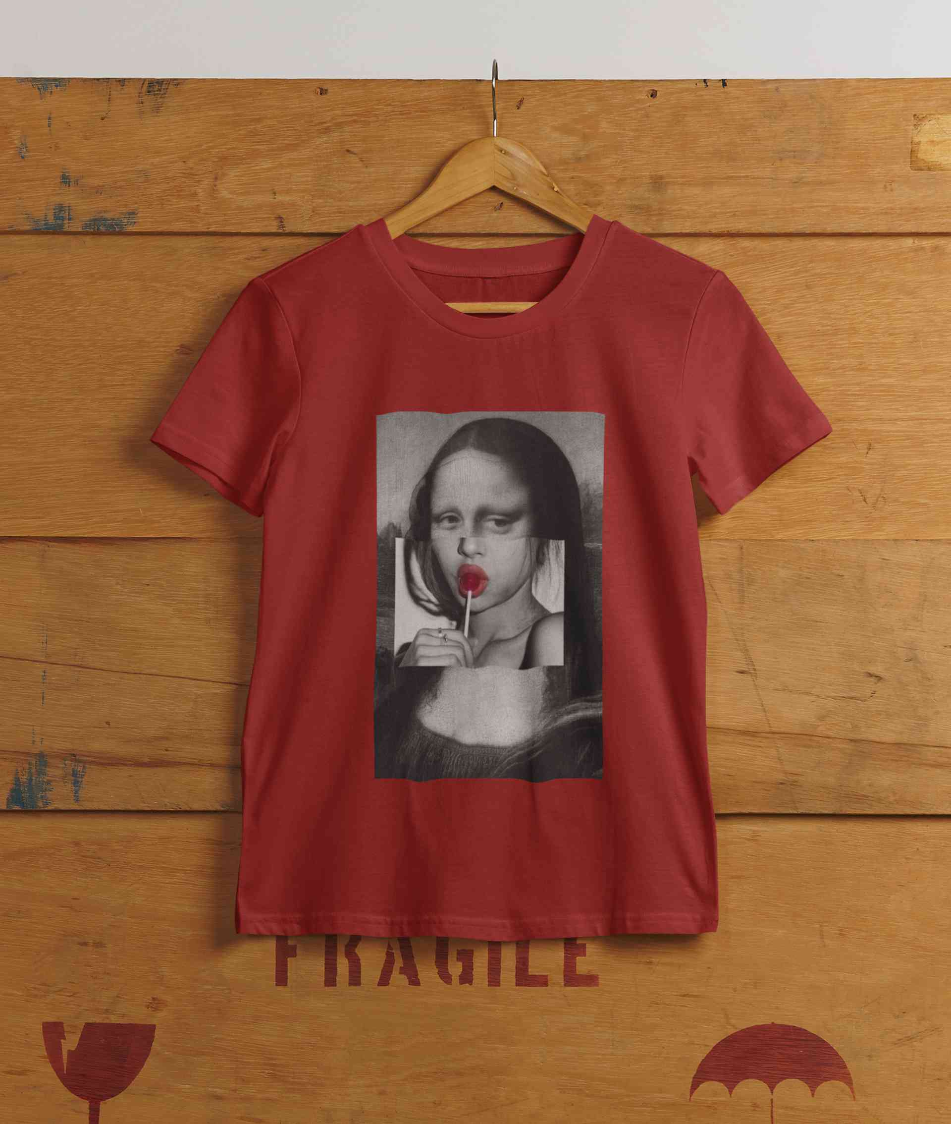 Lollipop Mona Lisa Women Half Sleeves T-shirt- FunkyTeesClub
