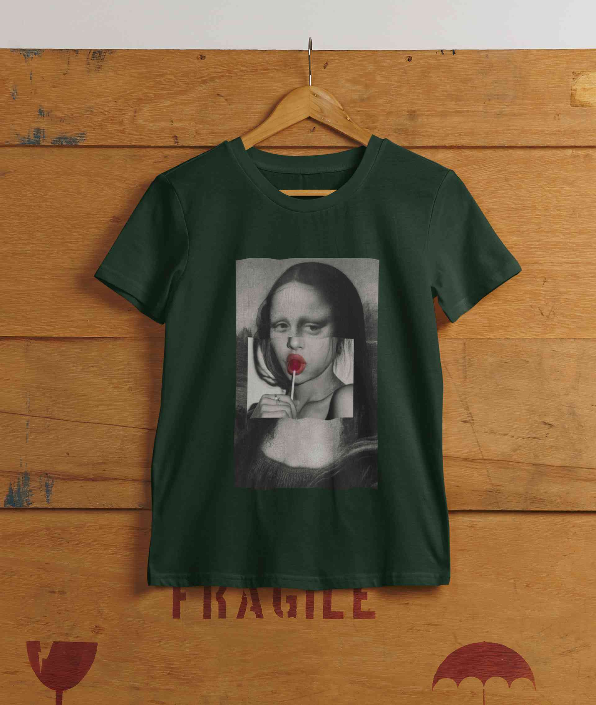 Lollipop Mona Lisa Mens Half Sleeves T-shirt- FunkyTeesClub