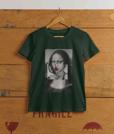 Lollipop Mona Lisa Mens Half Sleeves T-shirt- FunkyTeesClub