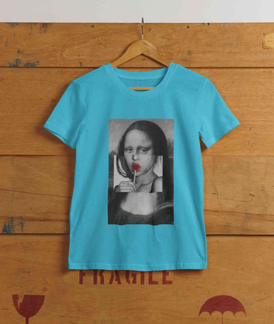 Lollipop Mona Lisa Women Half Sleeves T-shirt- FunkyTeesClub
