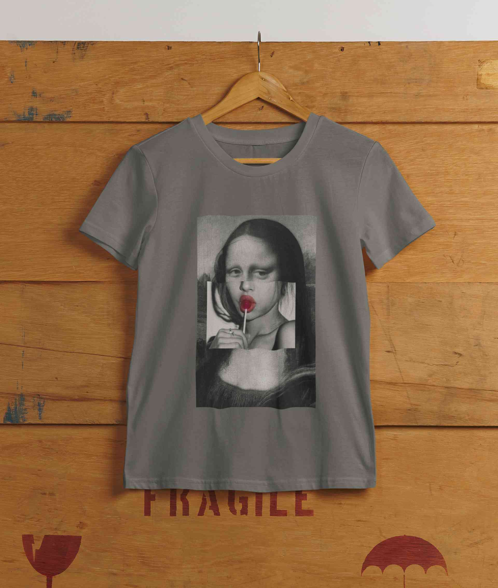 Lollipop Mona Lisa Women Half Sleeves T-shirt- FunkyTeesClub
