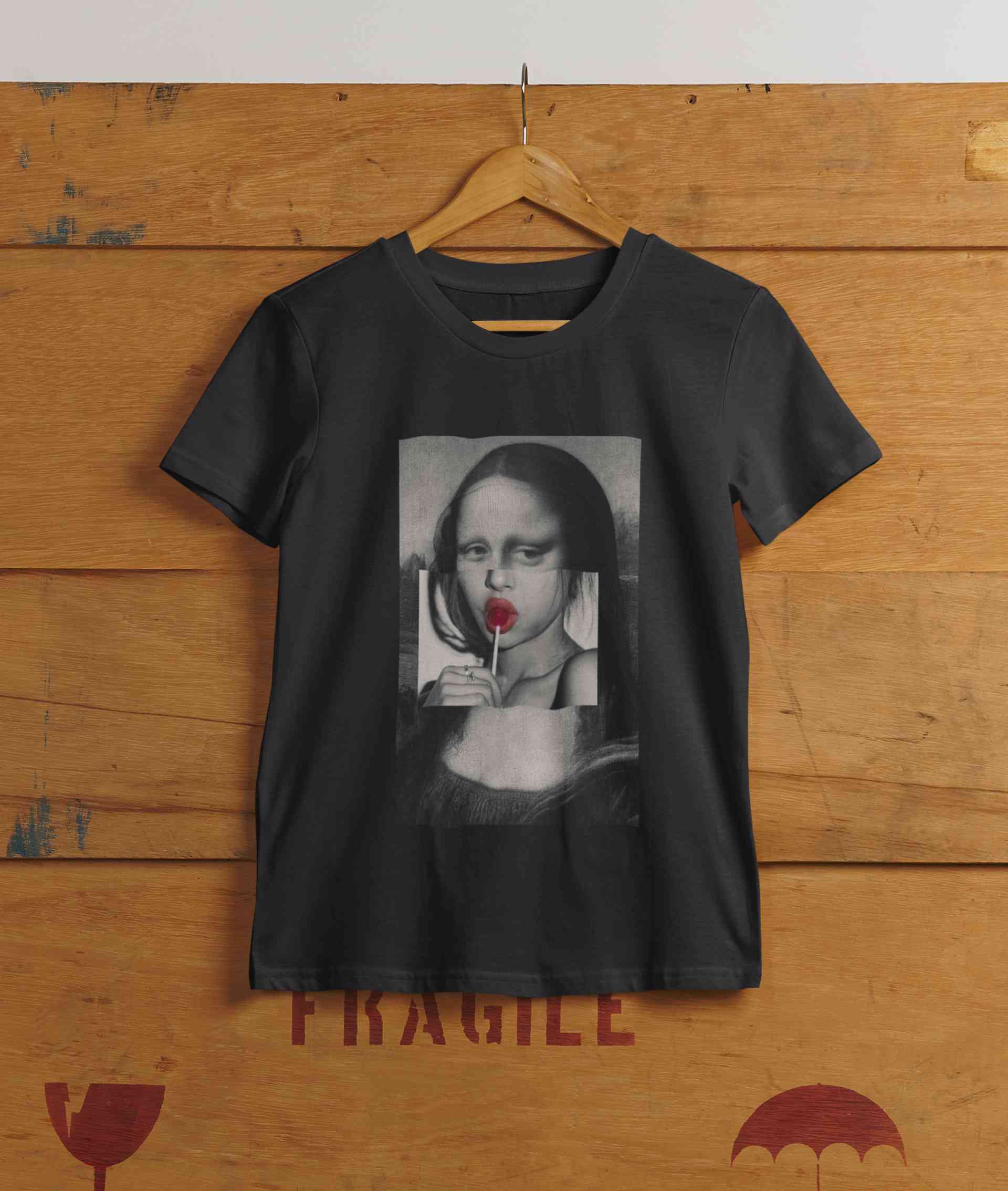 Lollipop Mona Lisa Mens Half Sleeves T-shirt- FunkyTeesClub