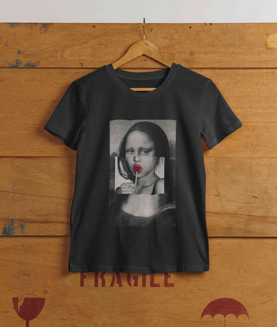 Lollipop Mona Lisa Mens Half Sleeves T-shirt- FunkyTeesClub