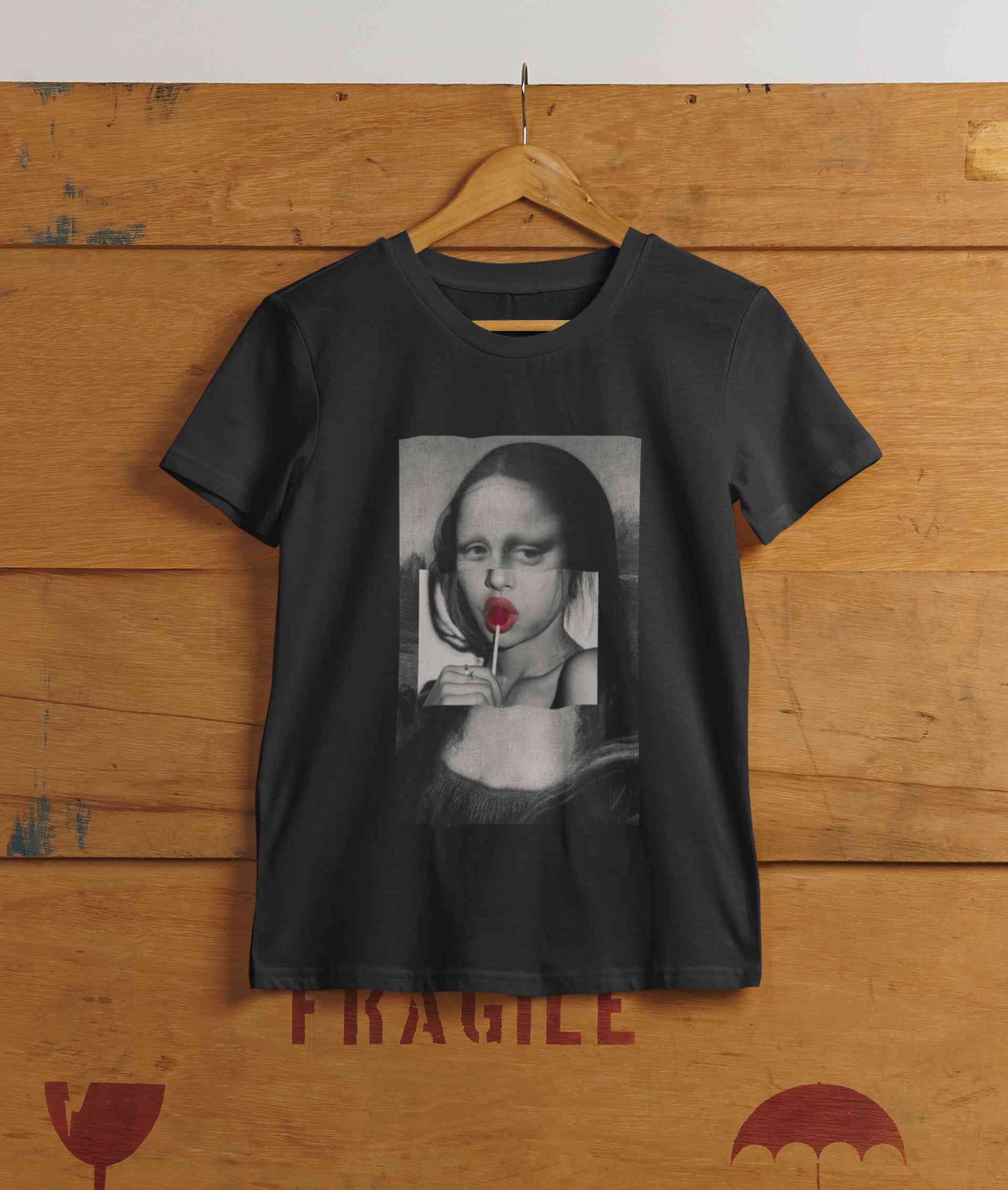Lollipop Mona Lisa Women Half Sleeves T-shirt- FunkyTeesClub