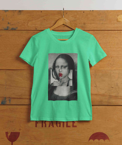 Lollipop Mona Lisa Women Half Sleeves T-shirt- FunkyTeesClub