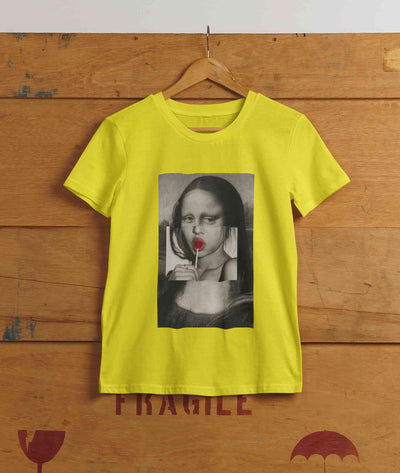 Lollipop Mona Lisa Women Half Sleeves T-shirt- FunkyTeesClub